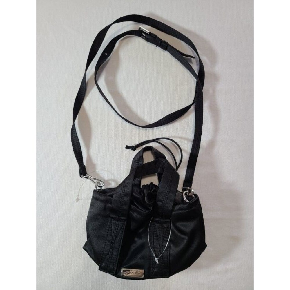 Victoria’s Secret PINK Black Satin Mini Crossbody Drawstring Bag